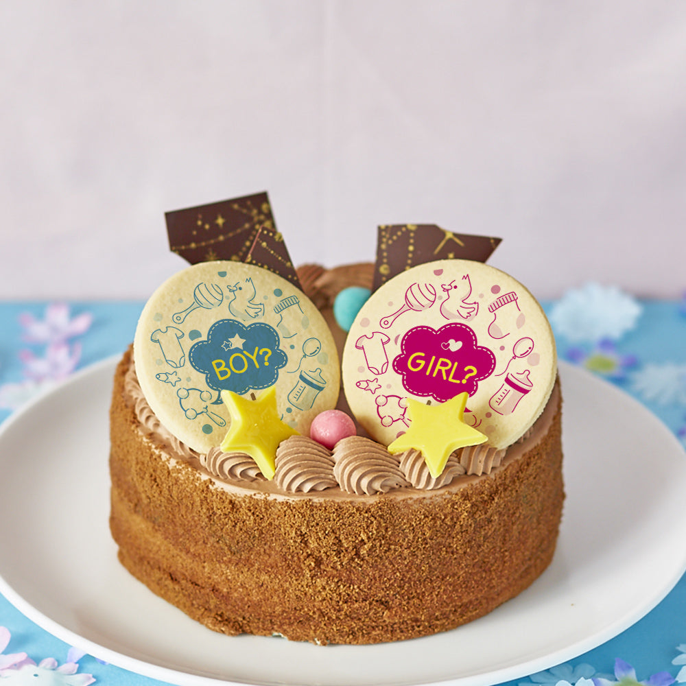 ジェンダー リビール 2023 ギフト ケーキ ショコラ 6号 6~8名 5号 4~6名 性別 お披露目 ギフト ケーキ 洋菓子 お菓子 お取り寄せスイーツ 通販 人気 贈り物 おすすめ 有名 フォチェッタ focetta
