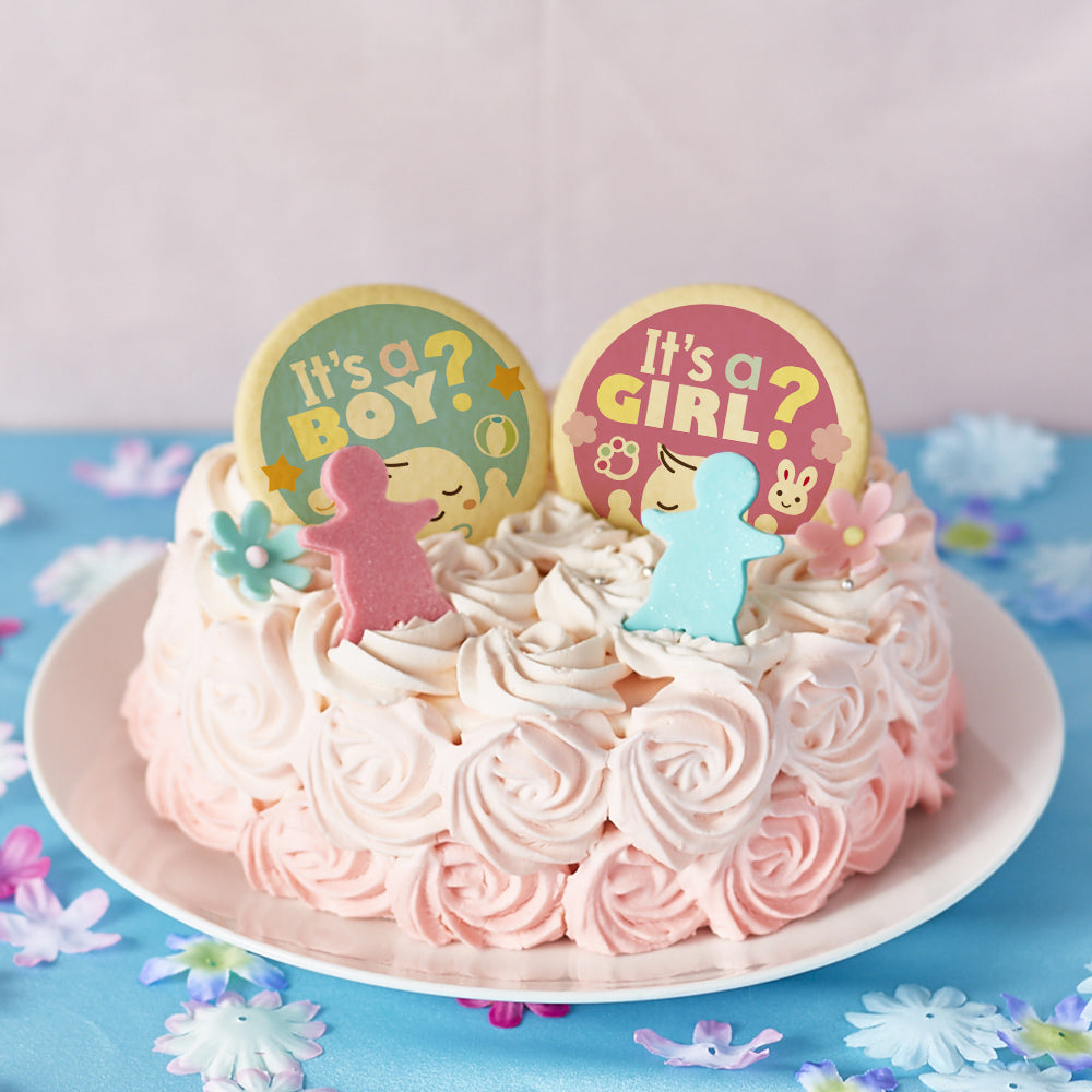 ジェンダー リビール 2023 ギフト ケーキ ローズ 6号 6~8名 5号 4~6名 性別 お披露目 ギフト ケーキ 洋菓子 お菓子 お取り寄せスイーツ 通販 人気 贈り物 おすすめ 有名 フォチェッタ focetta