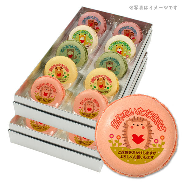 産休 お菓子 メッセージマカロン 動物がペコリとごあいさつ 5つのフレーバーがおいしい プリントマカロン セット スイーツ